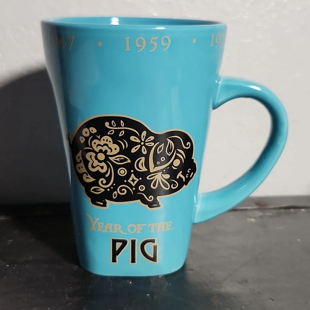FISHER Year of the Pig 1947 1959 1971 1983 1995 2007 Stonewear Coffee Mug